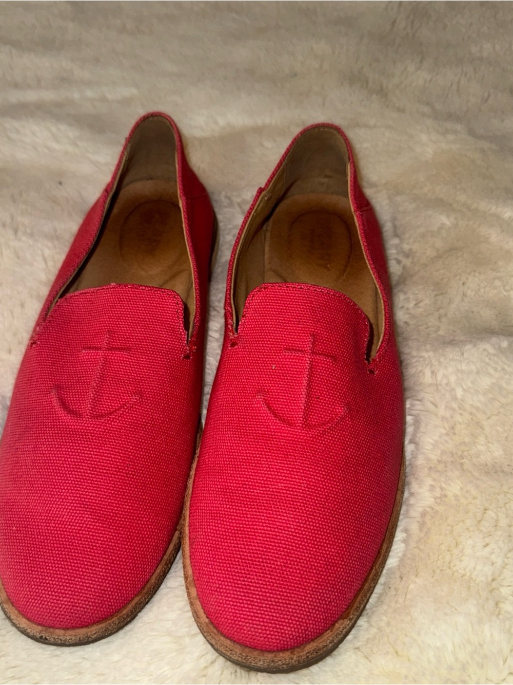 Sperry Red Canvas Anchor Slip-On Flats